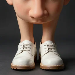 photo of person with big nose and big shoes