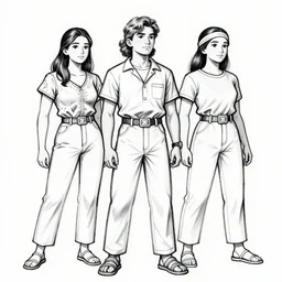 strong native americans, beautiful line art, ink illustration, sketch, pure b&w
