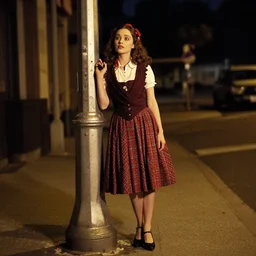 little orphan annie as a lady of the night on a street corner