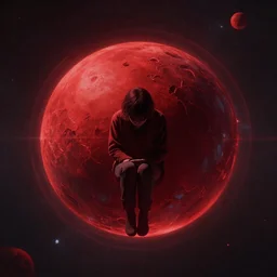 loneliness and fear in a red future sphere reverberation limbo abstract dark highly detailed