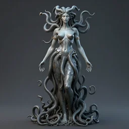 portrait of full body medusa, goddess, stunning beautiful by h r giger, ultra detailed, 3 d, future tech