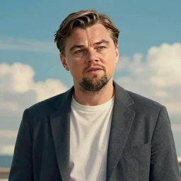 medium shot portrait of leonardo dicaprio in don't look up, octane render, redshift, smooth, illustration, fairy lighting, clouds in the background, hyperrealistic, by dmitry prozorov, loish, and wlop, trending on artstation, hyperrealism