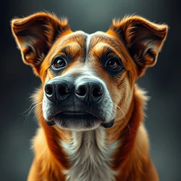 awesome cute mongrel dog portrait intricate artwork by tooth wu and wlop and beeple, greg rutkowski, beautiful, very coherent symmetrical artwork, cinematic, hyper realism, high detail, mutt, orange, octane render, unreal engine, 8 k, vibrant colors, smooth gradients, high contrast, depth of field, aperture f 1. 2