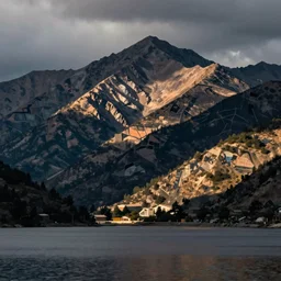 lakeside mountains, by basquiat