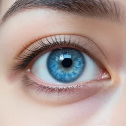 close up of a blue eye and in the reflection in the eye you can see the reaper