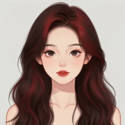 a realistic illustration portrait of a beautiful cute girl with wavy black red hair, a pointy nose and, round chin black eyeliner, trending on artstation, intricate sift lighting, realistic