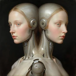 symmetry!! portrait of female android, symmetry, intricate, elegant, highly detailed, smooth, sharp focus, concept art, digital painting, illustration, artstation, by fra angelico, sandra chevrier and greg ruthkowski