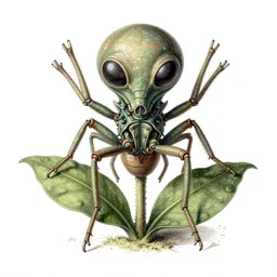 alien insectoid plant vintage scientific botanical illustration style, made by Ernst Haeckel in victorian england style