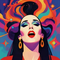 a colorful vibrant closeup portrait of an opera singer on lsd acid and dreaming psychedelic hallucinations, by moebius, edward hopper and james gilleard, zdzislaw beksinski, steven outram colorful flat surreal design, hd, 8 k, artstation