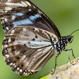 macro photo of a butterfly with zebra pattern, very detailed