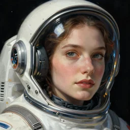 a close up of a beautiful woman in a future space suit artwork by james jean, Phil noto and rebecca guay