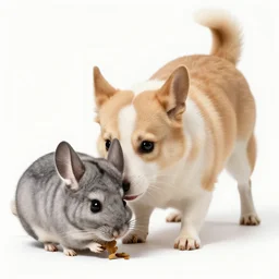 dog eating chinchilla
