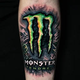 a tattoo of the monster energy logo