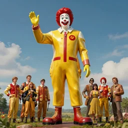 biggest ronald mcdonald statue in the world, concept art by noah bradley, darek zabrocki, tyler edlin, jordan grimmer, neil blevins, james paick, natasha tan, highly detailed, ultra detailed, ultra realistic, trending on artstation