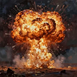Nuke VFX Simulation Explosion, concept art oil painting by Jama Jurabaev, extremely detailed, brush hard, artstation