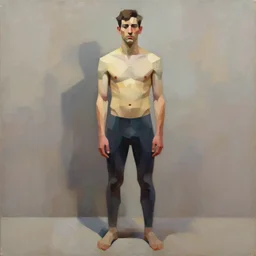 male character full body stylized portrait medium poly oil painting expressive brushstrokes by james gilleard