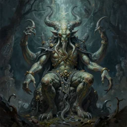 A photorealistic painting of Cthulhu