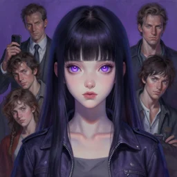 a painting of a fully dressed girl wearing a jacket upper body with beautiful purple galaxy eyes, highly detailed, digital painting, artstation, sharp focus, dreamy illustration, art by katsuhiro otomo ghost - in - the - shell, artgerm, jeremy lipkin and giuseppe dangelico pino and michael garmash and rob rey