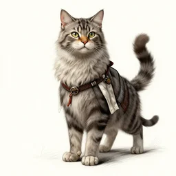 a well designed full body portrait of warrior cat, detailed, realistic, sketch style, artstation, greg rutkowski, 8 k resolution.