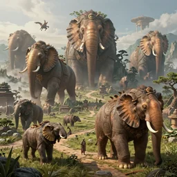 an intricate concept illustration, fantasy, asia megafauna, large biomes, ultra photorealistic, ultra sharp, artstation, cgsociety, masterpiece, octane render, by wylop, 8 k