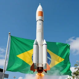 photo of a rocket with the brazil flag