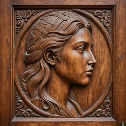 a womans faced carved into a wooden door, intricate Details, raphael lacoste, eddie mendoza, alex ross, john howe, concept art, matte painting, highly detailed, rule of thirds, dynamic lighting, cinematic, detailed, denoised, centerd, clean render