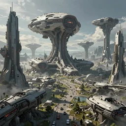 an intricate concept art of a city made of crashed alien mothership, megastructure, post - apocalyptic world,, sci - fi film color palette, concept art, environment design, vfx, unreal engine 5, artstation, deviantart, octane render, cinematic,