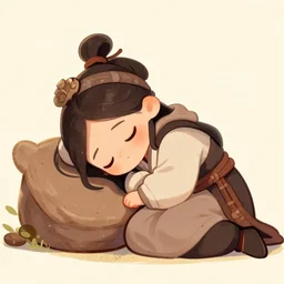 a tired warrior rests his head on a priestess'lap, fantasy, cute