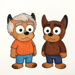 cartoon drawing of ren and stimpy as older characters