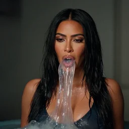 film still of kim kardashian waist swallowed being ingested by an xenomorph, alien goo, transparent goo, transparent liquid, saliva, 8 k