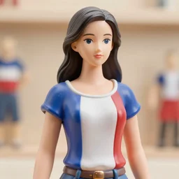figurine of french flag wearing an elegant summer blouse, personification!!!, official store photo, commercial photo, featured on amiami, 8 k, 8 5 mm, beautiful composition, smooth curves