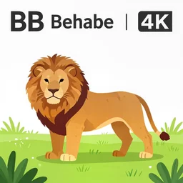 Vector illustration of a full body lion in a meadow, Behance, sharp focus, 4k
