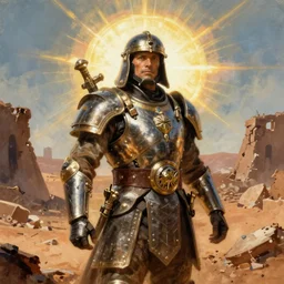 sardaukar warrior in mars ruins, vintage sci - fi art, by ed emschwiller