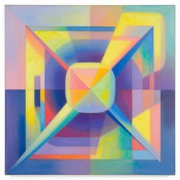 🌈 🕳 geometric detailed by shusei nagaoka, david rudnick, airbrush on canvas, pastell colours, cell shaded