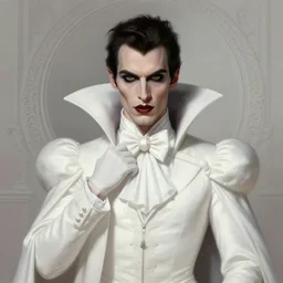 portrait of a vampire in a white costume, art by tim walker, tumblr, viennese actionism, fantasy, intricate and very very beautiful and elegant, highly detailed, digital painting, artstation, concept art, smooth and sharp focus, illustration