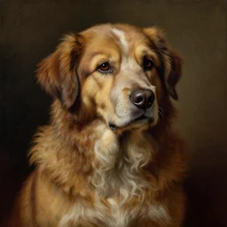 studio portrait of a wizened old dog; extremely detailed; oil painting by Leonardo da Vinci