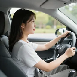 woman driving car