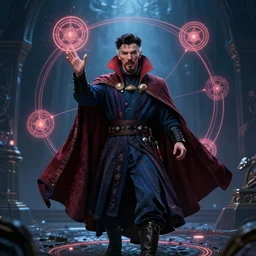 doctor strange trapped by binding spells being cast by dormammu in the dark dimension hand drawn by steve ditko, comic book, trippy, multi - colored, 4 k resolution