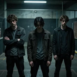junkies in a shooting gallery, sad, dark,