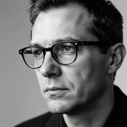 monochrome tommy ingberg portrait of a bespectacled man looking pensive high definition