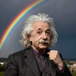 rainbow excited einstein. pop art