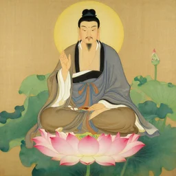 male, temple, taoism, lotus, painting by greg rutkowski, j. c. leyendecker, artgerm