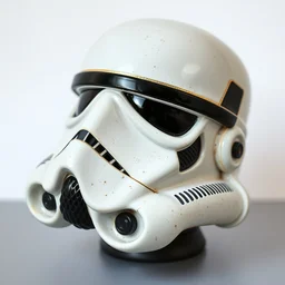 a stormtrooper head with durch ceramics, art pottery