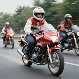 Film still of 'Robot Future 2050' (1990). Motorcycle chase scene. Sigma 85mm f/1.4