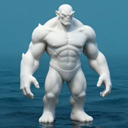 singular cthulhu humanoid giant figurine, 3 d model. pale white rubber smooth skin. broad shoulders. strong torso. digital art, in the ocean, trending on artstation matte painting, look at all that detail, amazing!