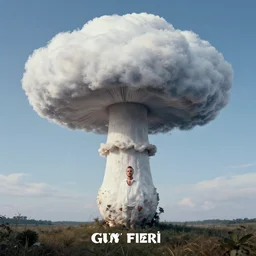 8 0 s new age album cover depicting a mushroom cloud in the shape of guy fieri, very peaceful mood