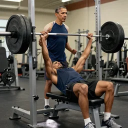 barack obama wearing exercise gear benching 1 0 0 lb weights