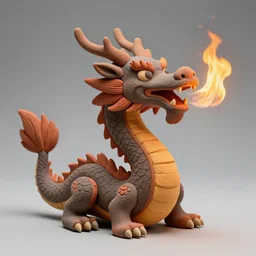 “fire breathing dragon made from clay”