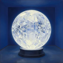 a gigantic glowing crystal tesseract orb illuminating a small room, very bright white light, high detailed beksinski painting, part by adrian ghenie and gerhard richter. masterpiece, deep colours, blue