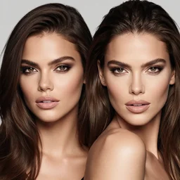 high quality headshot photograph of a model that looks equally like adriana lima and like carmen electra.